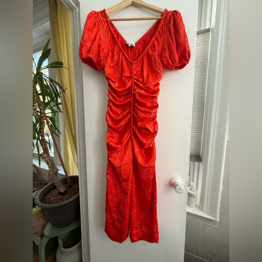 Ganni Vibrant Red Midi Dress